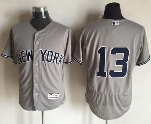 Yankees #13 Alex Rodriguez Grey Flexbase Authentic Collection Stitched MLB Jersey - Click Image to Close